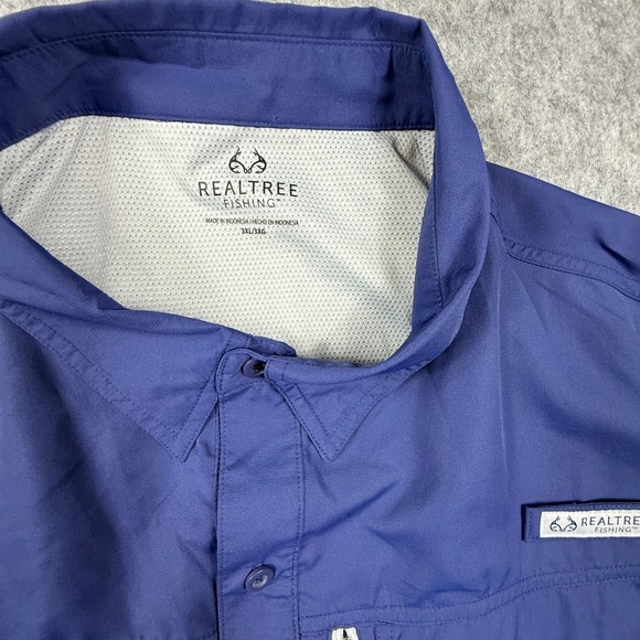 Realtree Fishing Mens 3XL Blue Button Down Long Sleeve Guide Shirt TS1546 - Picture 8 of 11